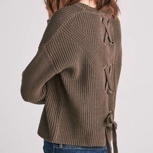 Lucky Brand | Crop Tie Back Green Cable Sweater